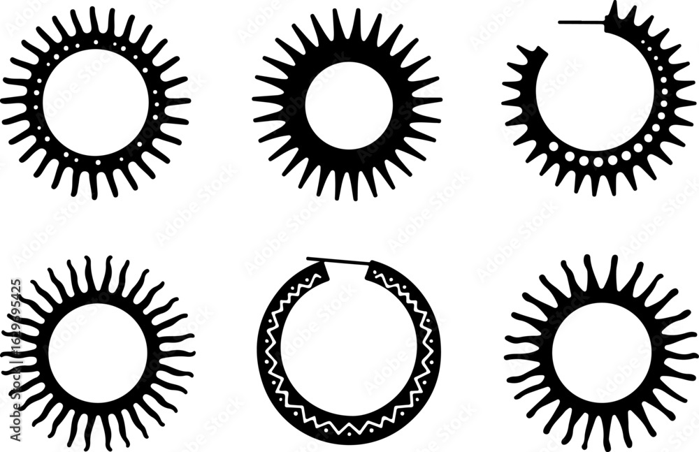 Fototapeta premium Abstract Hoop Earring Silhouettes Set