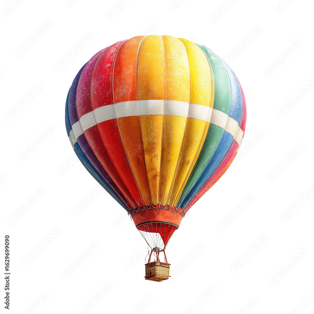 Fototapeta premium Colorful hot air balloon against black