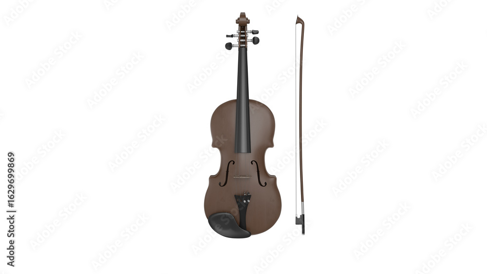 Naklejka premium 3D Render a violin with a bow and a stick