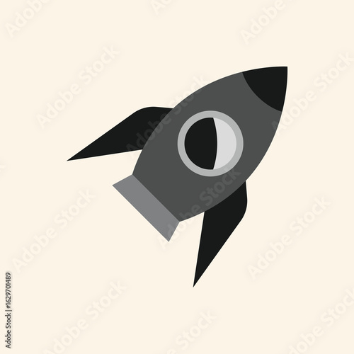 Bold cartoon rocket ship blasting off toward new adventures and cosmic exploration, modern design