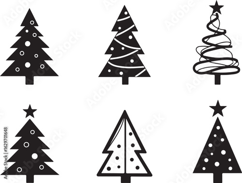 Festive Christmas trees collection for holiday design