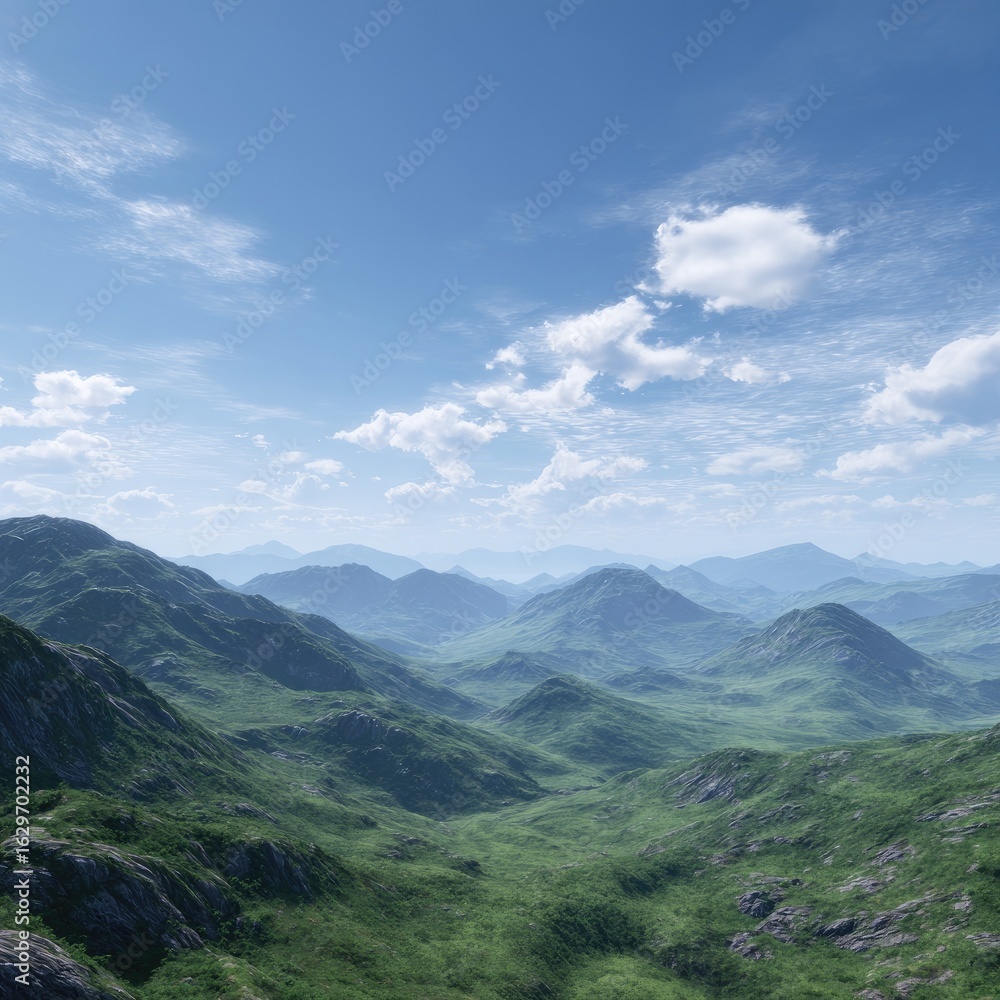 Naklejka premium Hills Under a Bright Sky