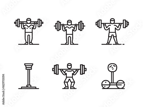 Weightlifting line art technique muscle endurance health gains