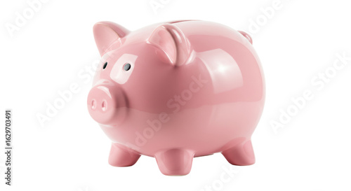 Isolated Cute Pink Ceramic Piggy Bank for Savings and Investments