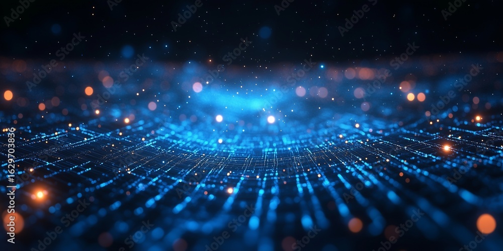 Obraz premium A glowing digital globe with a web of interconnected lines and data streams.