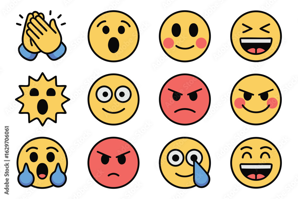 Obraz premium Emojis A Collection of Facial Expressions