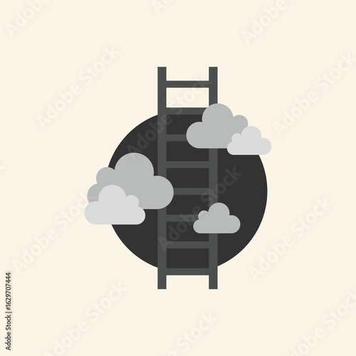 Ascend to new heights with this inspiring ladder and cloud design for your next project or campaign