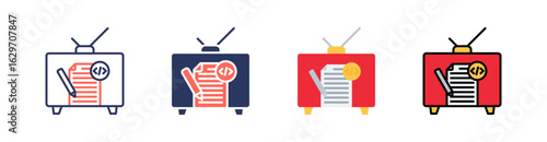 Script Multi Style Icon Set Vector 