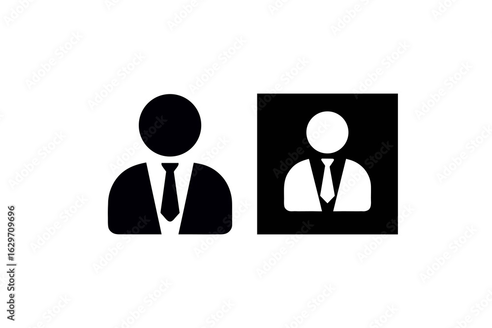 Stylized Business Person Icons Depicting Professionalism in Black and White, Suitable for Corporate or Personal Profile Representation Stylized Business Person Icons Depicting Professionalism in Black and White, Suitable for Corporate or Personal Profile Representation