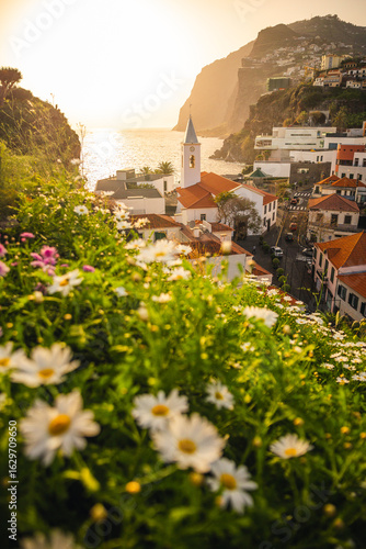 Picturesque fishing village of Camara de Lobos, Madeira, with colorful boats, coastal cliffs, and traditional charm under the Atlantic sun.