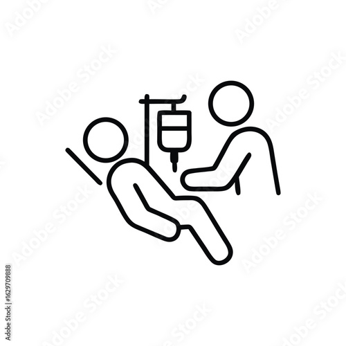 Hospital Patient Receiving IV Treatment with Healthcare Professional in Attendance Outline Icon Simple Design Best Practices for Clinic