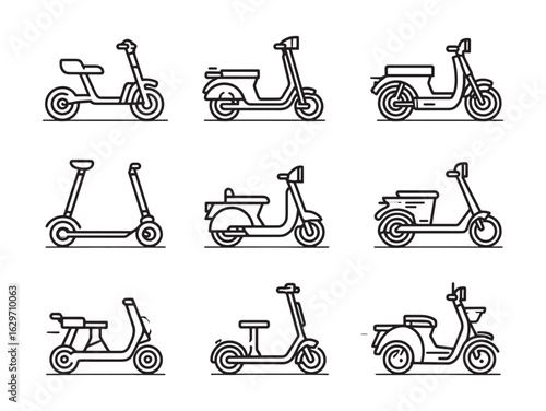 Electric Scooter line art design for urban travel