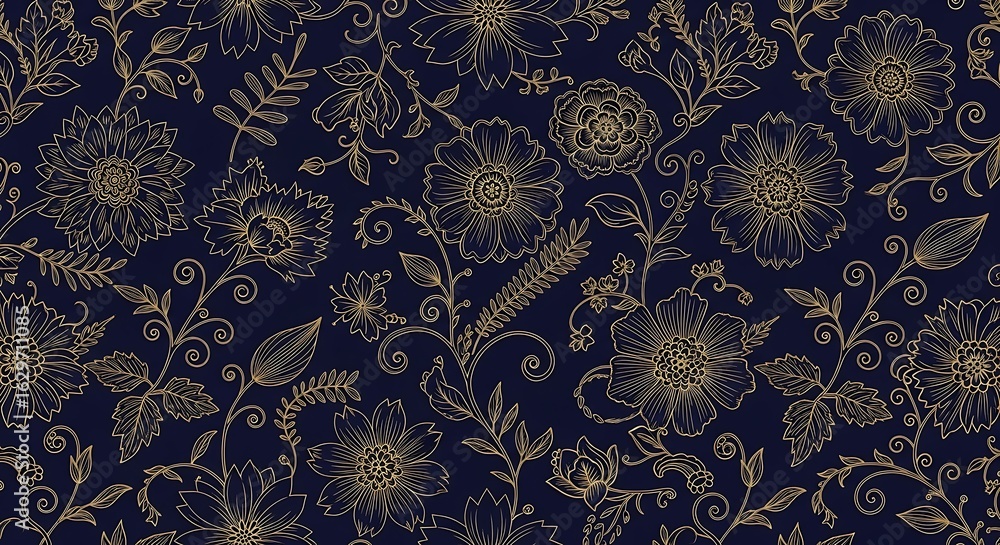 Floral pattern flowers leaves background textile design wallpaper backdrop art deco