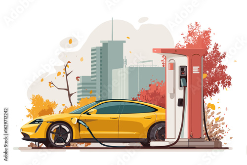  electric car charging vector illustration