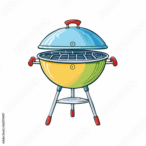 Barbecue Grill: A colorful illustration of a barbecue grill, showcasing a bright and inviting design, ready for outdoor cooking.