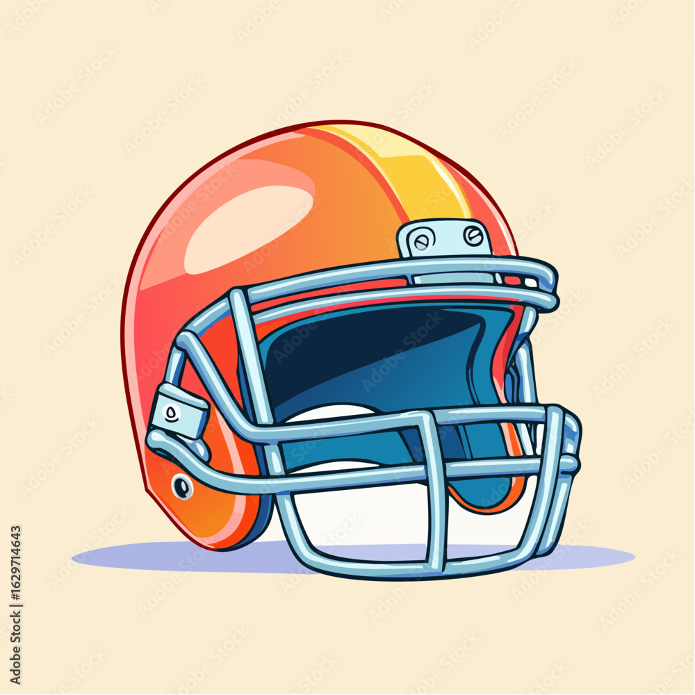 Fototapeta premium Vibrant Football Helmet: A bold illustration of a classic football helmet, featuring bright colors and clean lines, symbolizing sports and competition.