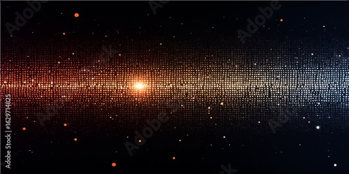 Dark, glowing particles swirl like a nebula against a window streaked with rain