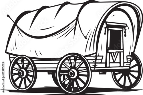 Vintage covered wagon silhouette