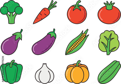 Farm Produce Illustration Set. Fresh Organic Produce Clipart Collection. Harvest Vegetables and Fruits Pack. Seasonal Farm Produce Elements. Vibrant Garden Harvest Graphics