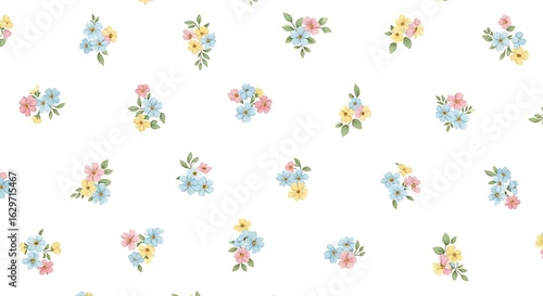 Floral pattern flowers blossom spring design seamless pastel watercolor botanical art decor