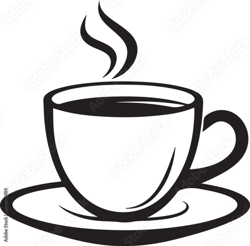 Steaming coffee cup and saucer silhouette