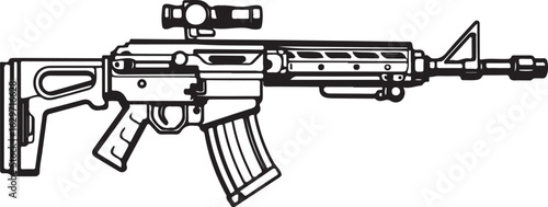 Modern assault rifle with scope silhouette