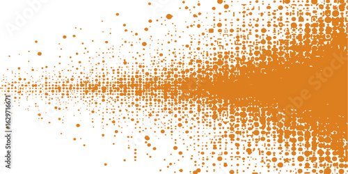 Bright vector abstract orange halftone dots background with paint splash texture, light decoration, and gold star elementsBright vector abstract orange halftone dots background with paint splash textu