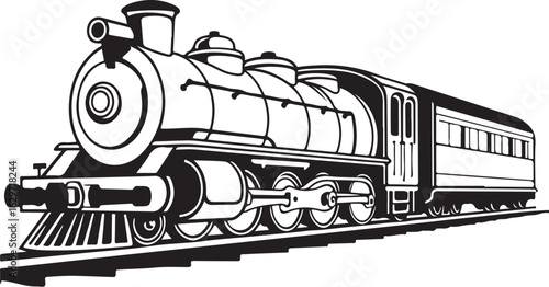 Vintage steam locomotive train silhouette