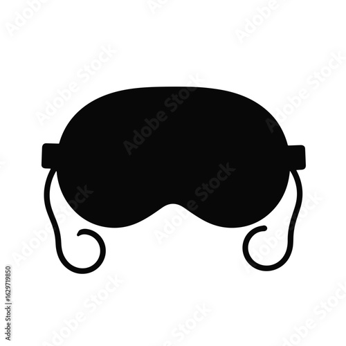 Silhouette of sleep mask on white background, restful sleep concept