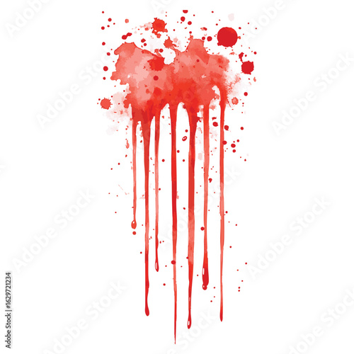 Red ink splashes watercolor illustration 