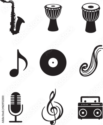 Dynamic music icons capture rhythm and sound for creative projects