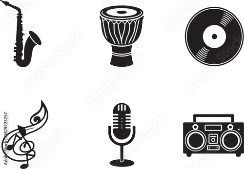 Dynamic music icons capturing vibrant sound and rhythm