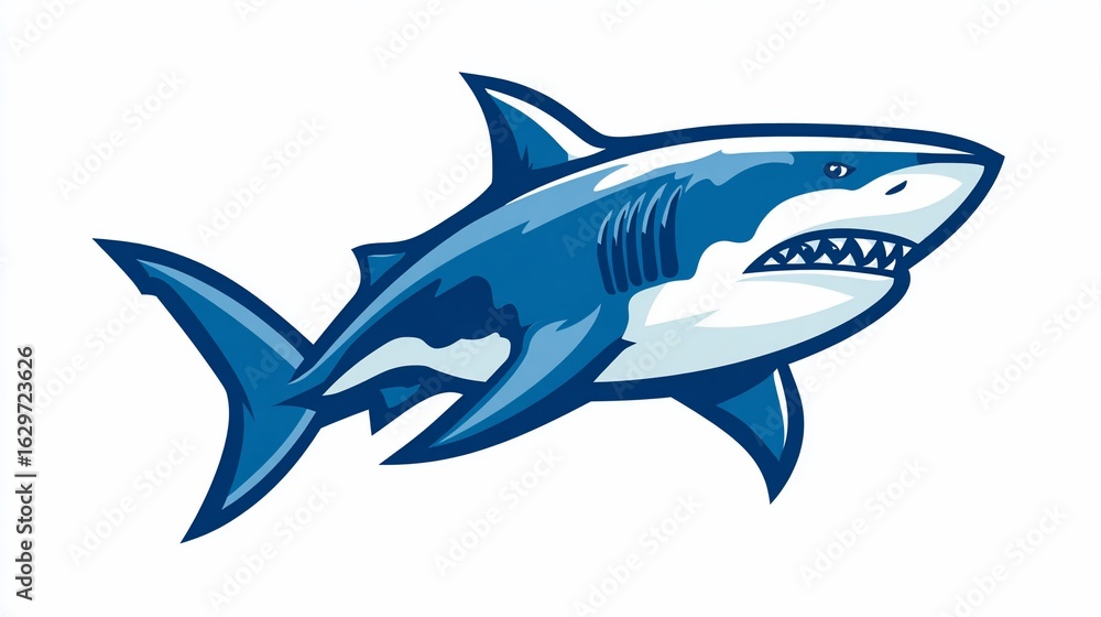 Fototapeta premium Aggressive shark, stylized, graphic design