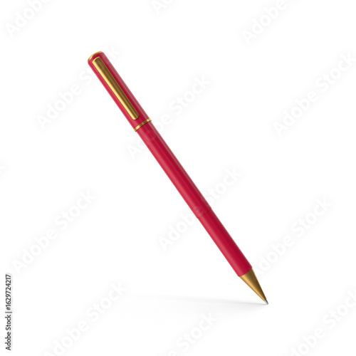 Red and Gold Ballpoint Pen Isolated on Transparent Background