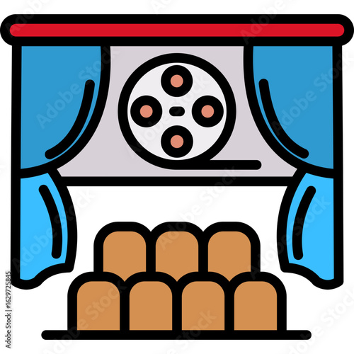 Cinema Complex lineal color icon