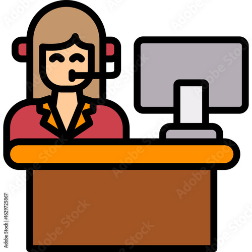 Customer Service Desk lineal color icon