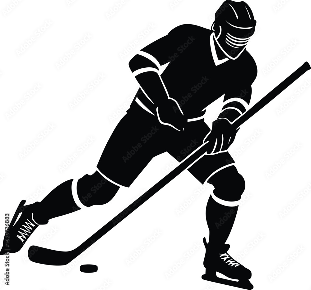Fototapeta premium Hockey player silhouette in action isolated on transparent background