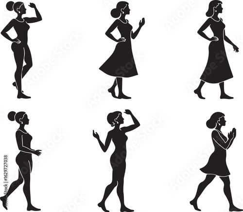 Elegant women in silhouette showcasing diverse poses and styles