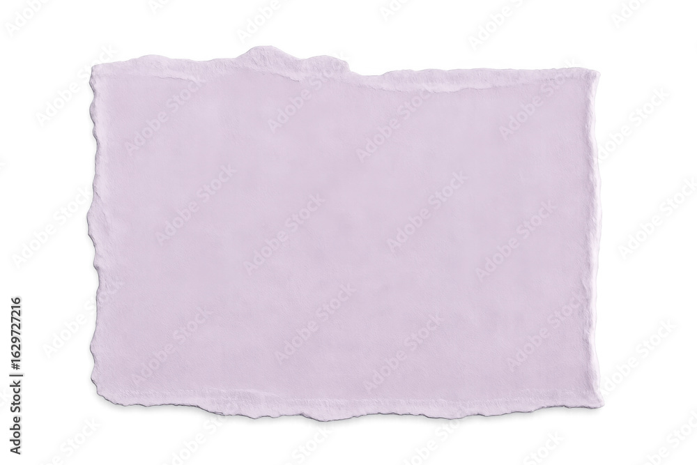 Obraz premium Light purple paper sheet ripped with uneven edges, offering clean space against transparent backdrop for graphic design placement