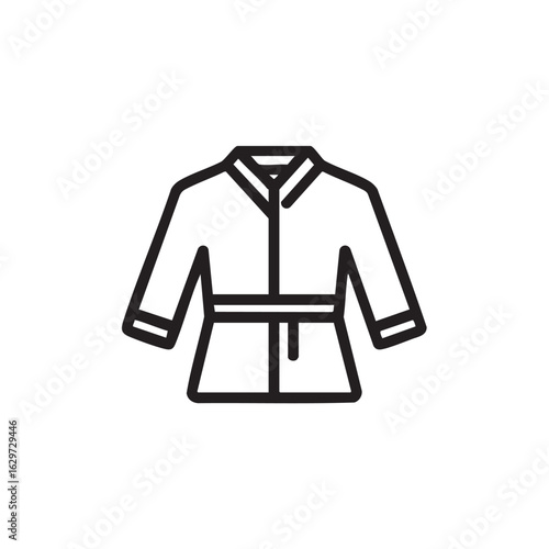 An icon of a bathrobe with a belt tied around the waist.