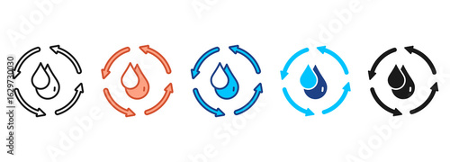 Reuse Water Icon Set Multiple Style Collection