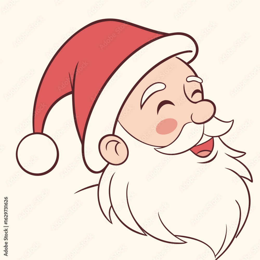 Fototapeta premium Stylized illustration of santa claus joyful face christmas holiday