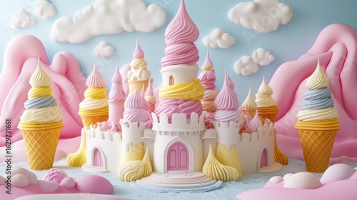 Wallpaper Mural Pastel-colored, whimsical castle made of ice cream Torontodigital.ca