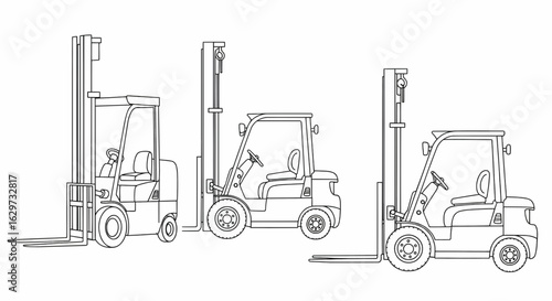 Forklift Outline Symbol Set Black White Vector