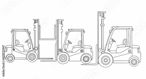 Forklift Outline Symbol Set Black White Vector