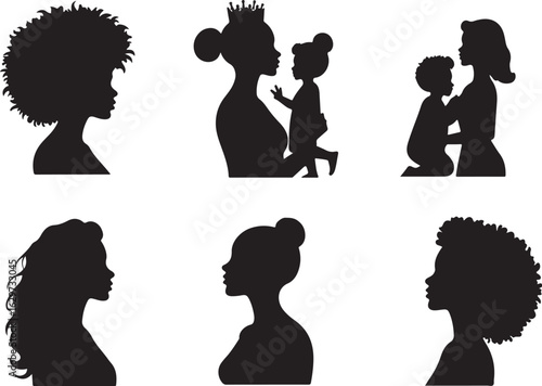 Diverse women silhouettes celebrate motherhood, beauty, and individuality