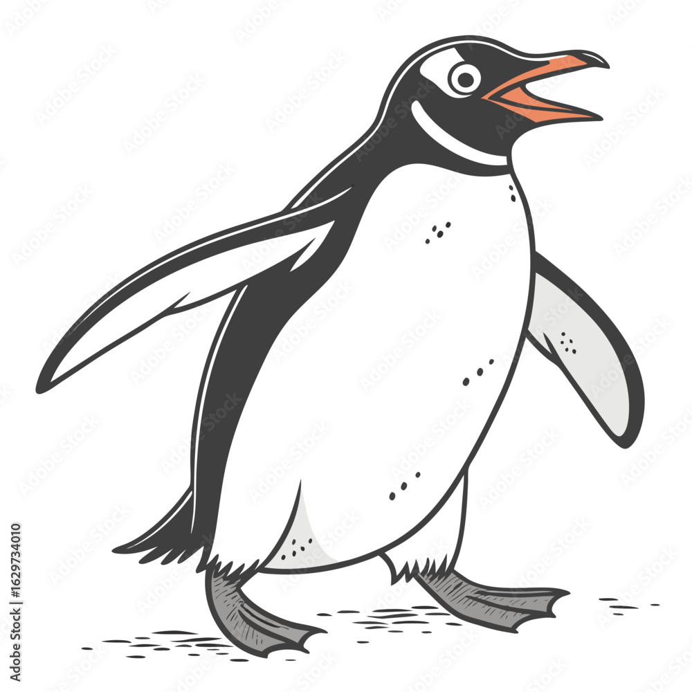 Fototapeta premium Cute cartoon penguin isolated on white background