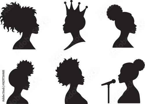 Diverse Black women silhouettes celebrate style, power, and voice