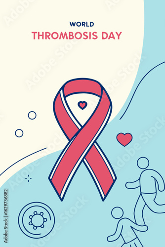 World Thrombosis Day ribbon awareness graphic on colored background
