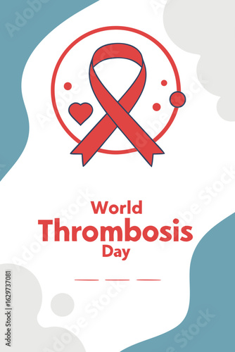 World Thrombosis Day poster illustration with red awareness ribbon 